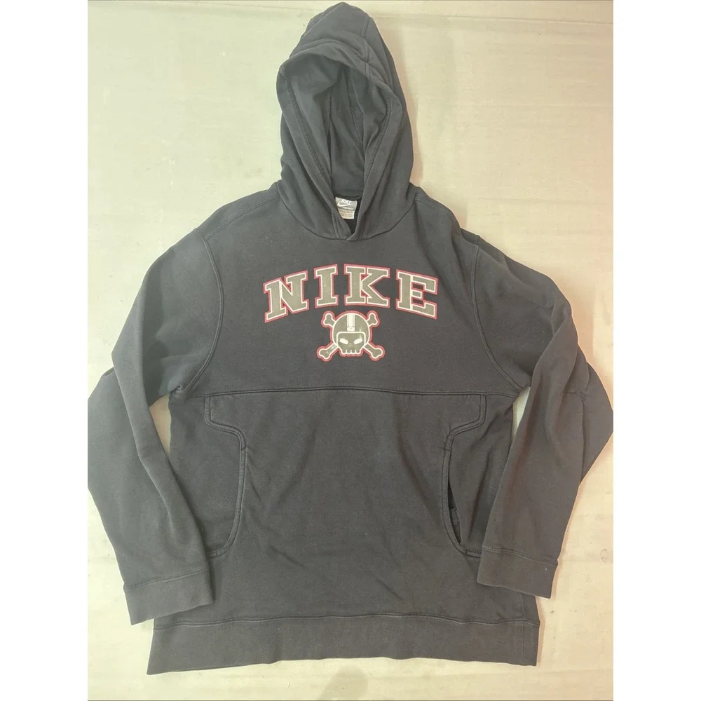 NIKE Sportswear Skull And Crossbones Hoodie Youth XL 18-20 Rare Graphic Distress